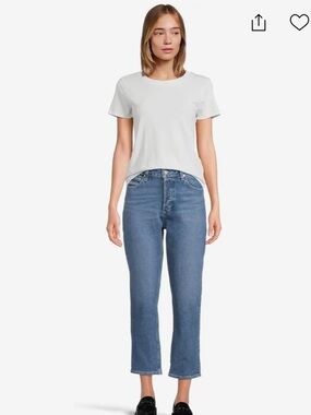 NWOT PAIGE | Billy crop jeans button fly jeans in medium wash